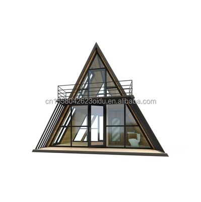 kwaliteit  Resort Triangle Shape Wooden House Steel Frame with Galvanized Steel Bending 180g and 50/75/100mm Wave Sandwich Panel Walls fabriek