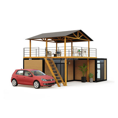 Intelligente modulaire geprefabriceerde kleine woning op maat Kleur Flat Pack Houten woningen met gegalvaniseerde stalen vierkantbuizen