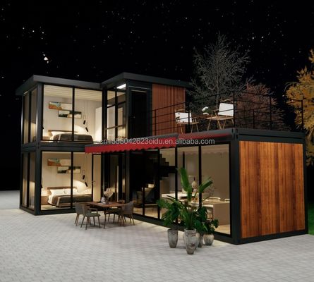 Gegalvaniseerde stalen vierkantbuizen Hoofdstructuur Containerhuizen voor luxe Prefabricated Two-bedroom Flat Pack Shipping