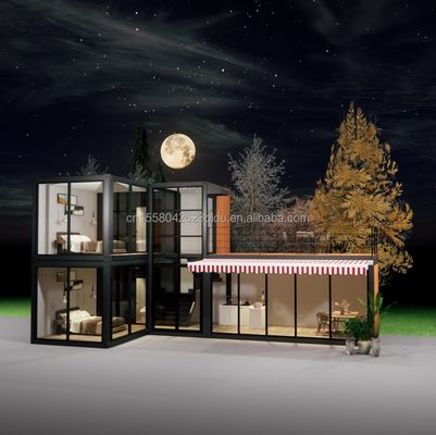 Gegalvaniseerde stalen vierkantbuizen Hoofdstructuur Containerhuizen voor luxe Prefabricated Two-bedroom Flat Pack Shipping