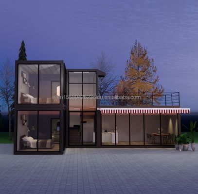Gegalvaniseerde stalen vierkantbuizen Hoofdstructuur Containerhuizen voor luxe Prefabricated Two-bedroom Flat Pack Shipping