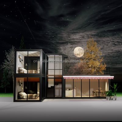 Gegalvaniseerde stalen vierkantbuizen Hoofdstructuur Containerhuizen voor luxe Prefabricated Two-bedroom Flat Pack Shipping