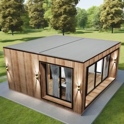 Snelbouw Prefab Containerhuis met gegalvaniseerde stalen vierkantbuizen en 50/75/100mm Wave Sandwich Panel