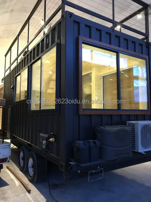 Moderne ontwerpen op maat van kleur staal vervaardigd snel installeren prefab modulaire huizen op wielen voor mobiele camping trailer
