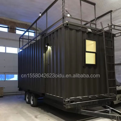 Moderne ontwerpen op maat van kleur staal vervaardigd snel installeren prefab modulaire huizen op wielen voor mobiele camping trailer