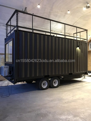 Moderne ontwerpen op maat van kleur staal vervaardigd snel installeren prefab modulaire huizen op wielen voor mobiele camping trailer