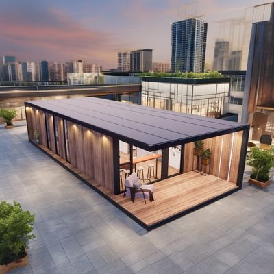 Buiten modern ontwerp geprefabriceerd containerhuis met aluminiumlooi venster en aangepaste kleur gemaakt van sandwichpaneel