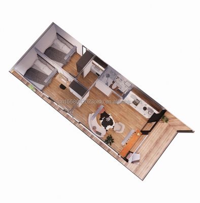 Buiten modern ontwerp geprefabriceerd containerhuis met aluminiumlooi venster en aangepaste kleur gemaakt van sandwichpaneel