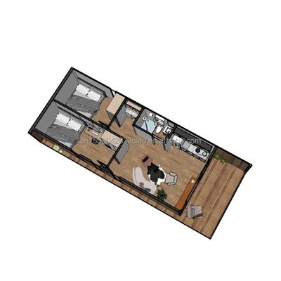 Buiten modern ontwerp geprefabriceerd containerhuis met aluminiumlooi venster en aangepaste kleur gemaakt van sandwichpaneel