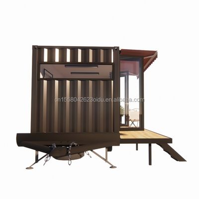 Moderne Mini Mobile Tiny Trailer Container House met stalen frame gegalvaniseerd stalen buigwerk en sandwich paneel materiaal wielen