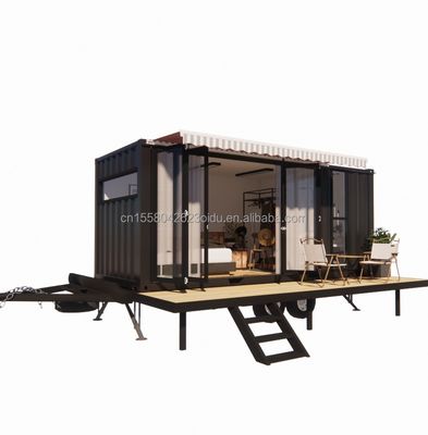 Moderne Mini Mobile Tiny Trailer Container House met stalen frame gegalvaniseerd stalen buigwerk en sandwich paneel materiaal wielen