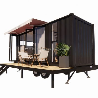 Moderne Mini Mobile Tiny Trailer Container House met stalen frame gegalvaniseerd stalen buigwerk en sandwich paneel materiaal wielen