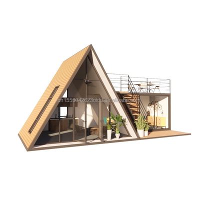 Aanpasbare en duurzame houten A-vormige stalen structuur huis voor moderne geprefabriceerde driehoekige huizen
