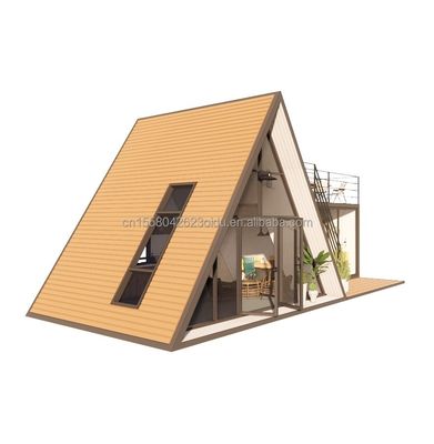 Aanpasbare en duurzame houten A-vormige stalen structuur huis voor moderne geprefabriceerde driehoekige huizen