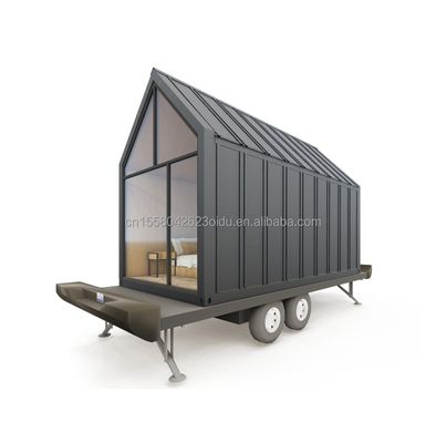 Gegalvaniseerde stalen vierkantbuizen Moderne driehoekige houten container huis op wielen voor buiten koffie verkoop en design stijl