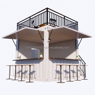 Gepersonaliseerde mobiele winkel 10ft en 20ft Verplaatsbare scheepvaartcontainer Coffeeshops Hoofdstructuur Gegalvaniseerde stalen vierkantbuizen