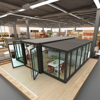 Fastfoodwinkel of modern kantoor Uitbreidbaar 20ft containerhuis met op maat gemaakte kleur- en aluminiumlooi ramen