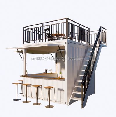 Gepersonaliseerde mobiele winkel 10ft en 20ft Verplaatsbare scheepvaartcontainer Coffeeshops Hoofdstructuur Gegalvaniseerde stalen vierkantbuizen