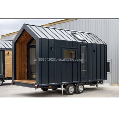 Modern ontwerp Kleine woning op wielen Staal materiaal Outdoor Camping Tuinbouw Kit met 50/75/100mm Wave Sandwich Panel