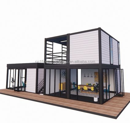 Muur 50/75/100mm Wave Sandwich Panel Aanpasbaar 20ft Container House Combinatie Drie slaapkamers Vier slaapkamers Prefab met Carport Living Apart