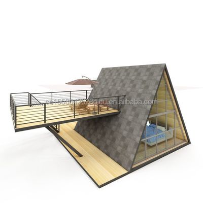 Gegalvaniseerde stalen vierkantbuizen luxe klein houten huis driehoekige modulaire prefab huis voor uw behoeften