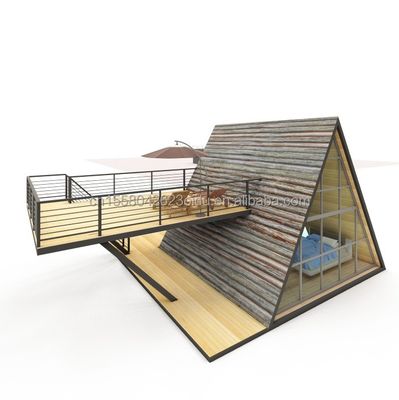 Gegalvaniseerde stalen vierkantbuizen luxe klein houten huis driehoekige modulaire prefab huis voor uw behoeften