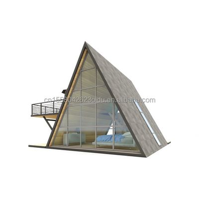 Gegalvaniseerde stalen vierkantbuizen luxe klein houten huis driehoekige modulaire prefab huis voor uw behoeften