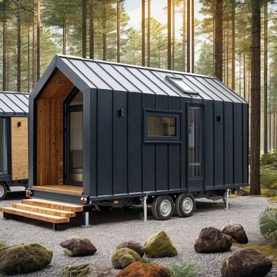 Modern ontwerp prefab huis muur 75mm Wave Sandwich Panel 20ft opvouwbaar container huis op wielen