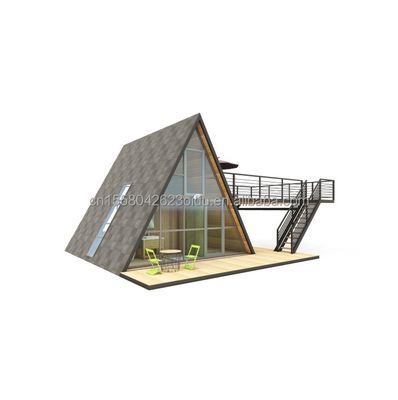 Gegalvaniseerde stalen vierkantbuizen luxe klein houten huis driehoekige modulaire prefab huis voor uw behoeften