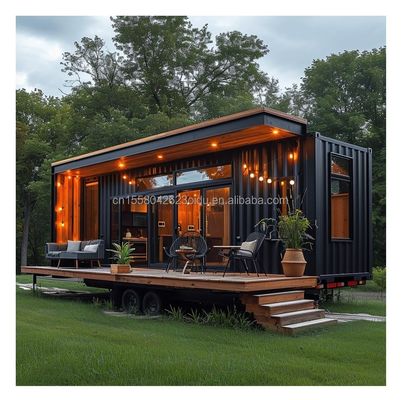Gegalvaniseerde stalen vierkantbuizen Hoofdstructuur voor modern klein huis op wielen Draagbare prefab containerhuisontwerp