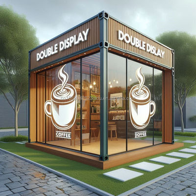 Muur 50mm Wave Sandwich Panel Hotel Pop-up Container Koffie Restaurant Bar Cafe Kiosk Booth met Steel Prefabricated House