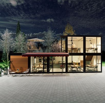 Gepersonaliseerd Houten 20ft Luxe Living Prefab Huis 4 slaapkamers Uitbreidbare Container Huis Sandwich Panel Office Hotel Buiten