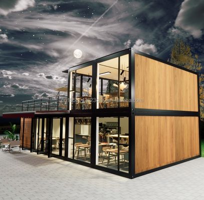 Gepersonaliseerd Houten 20ft Luxe Living Prefab Huis 4 slaapkamers Uitbreidbare Container Huis Sandwich Panel Office Hotel Buiten
