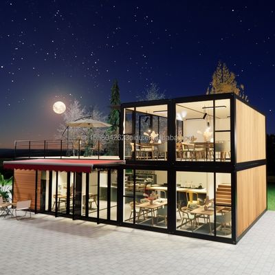 Gepersonaliseerd Houten 20ft Luxe Living Prefab Huis 4 slaapkamers Uitbreidbare Container Huis Sandwich Panel Office Hotel Buiten