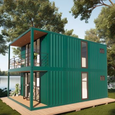 Aanpasbaar twee verdiepingen tellend containerhuis voor vakantie aan zee brandwerend geprefabriceerd bos villa resort groottes 20ft 40ft