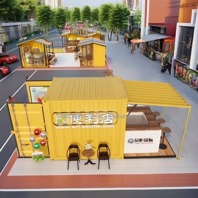 Gepersonaliseerde kleur Gemakkelijk te installeren Prefab huizen 10 ft Flat Pack Living Containers voor eten in modulaire huizen