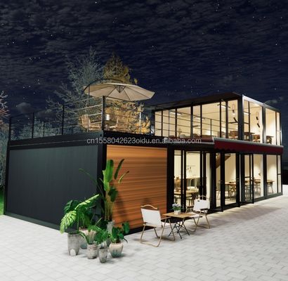 Aluminiumlegering Windows 2 slaapkamer Tiny Home Prefab voor winkel of appartement in moderne Flatpack Container House 20ft/40ft Grootte