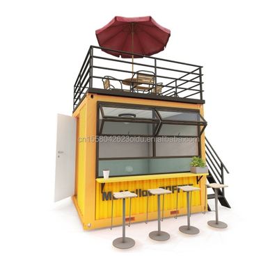 Gegalvaniseerde stalen buiging 180g frame moderne 10ft container bar food shop voor buiten gemaakt van gemodificeerde scheepvaartcontainer