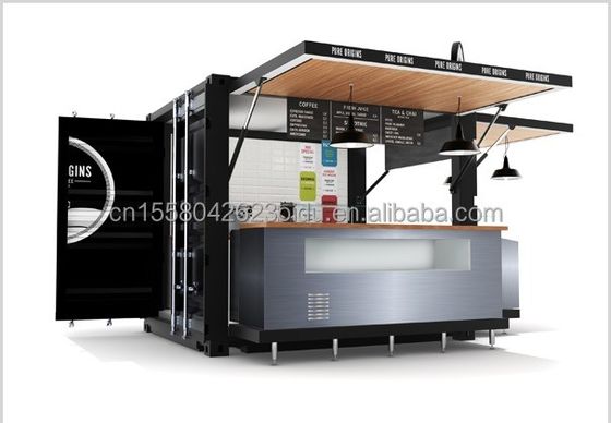 Houten Outdoor Customized Coffee Booth Mall Kiosk 10ft Container Shop voor Modern Hotel
