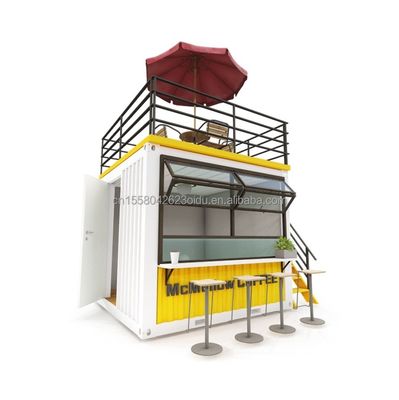 EU 10ft Mini Pop-up Shop Container Coffee Shop Bar Fastfood Restaurant Convenience Store met 50mm Wall Wave Sandwich Panel
