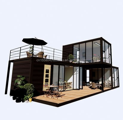 Buiten luxe twee slaapkamers modern ontwerp prefab container huis met plat staal en sandwich paneel buiten
