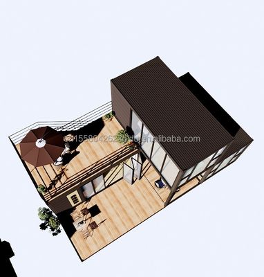 Buiten luxe twee slaapkamers modern ontwerp prefab container huis met plat staal en sandwich paneel buiten