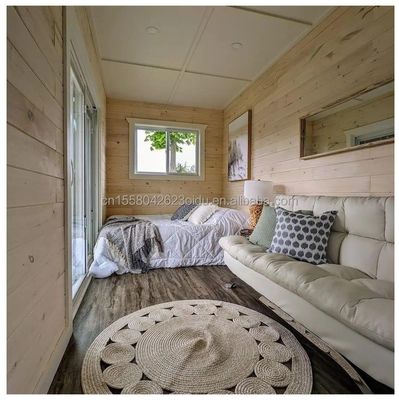 Residentieel 20ft prefab container huis met glazen wand kantoor villa en twee verdiepingen flat pack assemblage