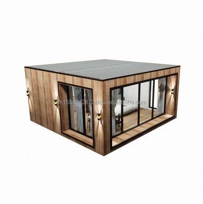 Sunshine House Container Voorafgebouwd houten glazen huis met aangepaste kleur en 40 voet container huis