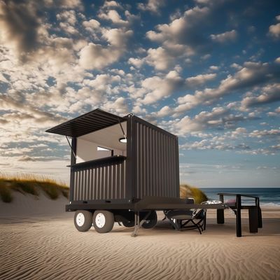 Gegalvaniseerde stalen vierkantbuizen Hoofdstructuur Mobiele prefab Containerhuis Winkel op wielen voor een bar 20ft/40ft Grootte