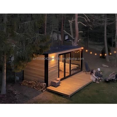 Gepersonaliseerde kleine houten metalen magazijn moderne uitbreidbare container geprefabriceerd huis voor buiten staal sandwichpaneel