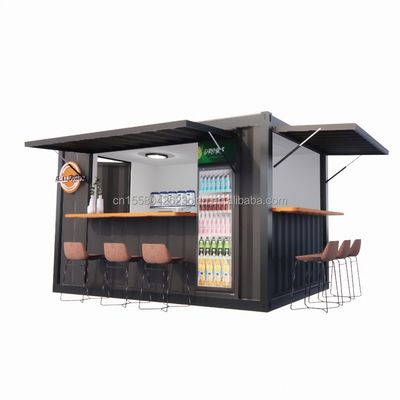 Winkel Supermarkt 10-12FT Container Mobiel Café Stalen structuur met houten huizen Ontwerp in moderne stijl en hoge kwaliteit
