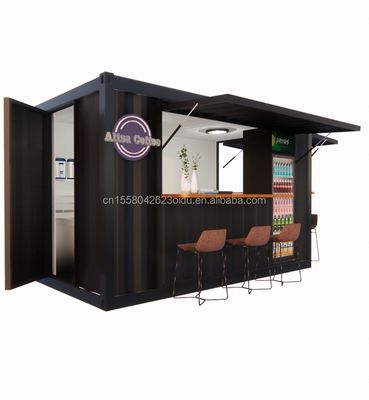 Winkel Supermarkt 10-12FT Container Mobiel Café Stalen structuur met houten huizen Ontwerp in moderne stijl en hoge kwaliteit
