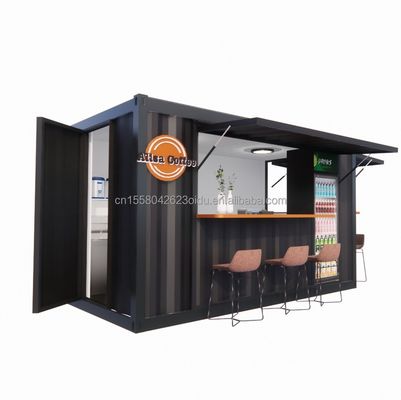 Winkel Supermarkt 10-12FT Container Mobiel Café Stalen structuur met houten huizen Ontwerp in moderne stijl en hoge kwaliteit