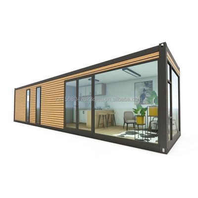 20ft 40ft Prefab Container Huizen Modern Design Houten Kleur Prefab Huizen Voor Paren Gezinnen Hotels Buiten